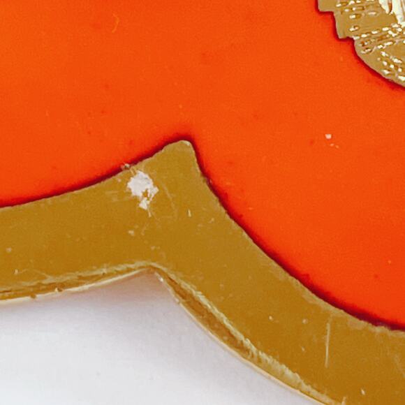 VTG Mid Century Brooch Siam Red Enamel Gold Tone Floral Thai Dancer Motif - Picture 6 of 11